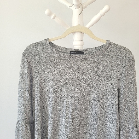 GIBSON Long Bell Sleeve Cozy Fleece Grey Top - Picture 9 of 12